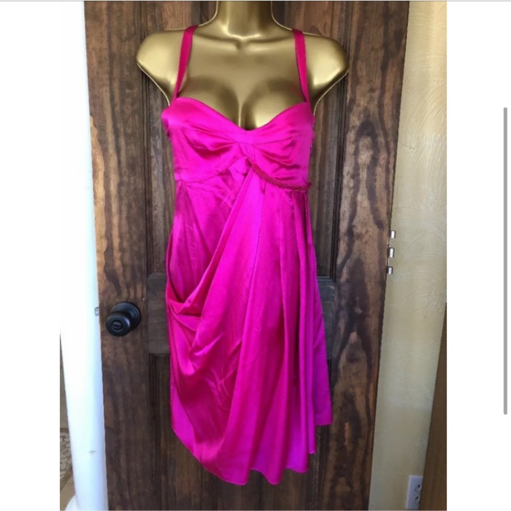 Fuscia hot pink silk dress